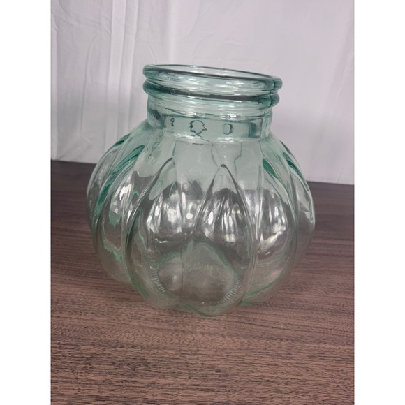 Other - Vintage Green Glass Pumpkin Jar Anchor Hocking Candy Dish Planter